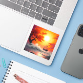 Sunset Sticker (Laptop met iPhone)