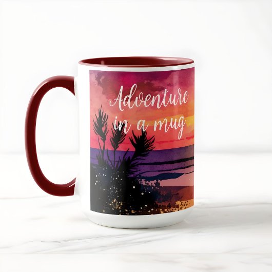 Sunset strand gepersonaliseerde avontuur koffie mo mok