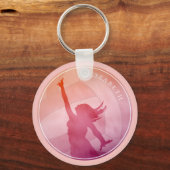 Sunset strand meisjes gepersonaliseerd volleybal sleutelhanger (Voorkant)