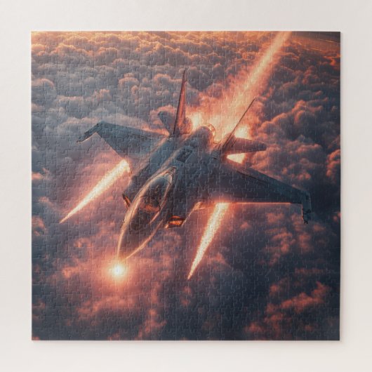 Sunset Strike Fighter Over Wolken – Puzzel (Verticaal)