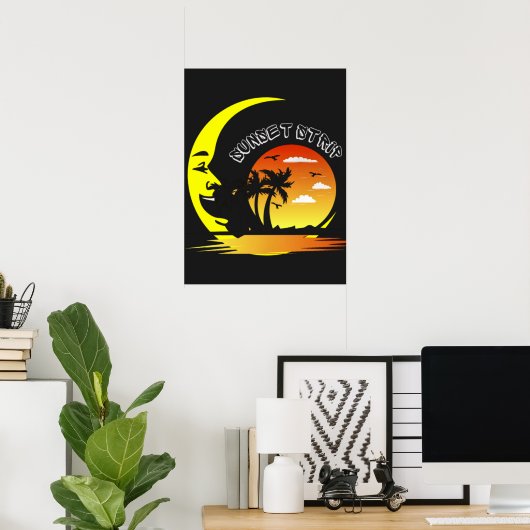  Sunset Strip Moon Poster (Thuiskantoor)