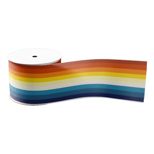 Sunset Stripes Kleurrijke Regenboog Grosgrain Lint (Spoel)