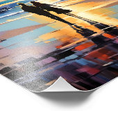 Sunset Stroll Expressionistische romantische stran Foto Afdruk (Hoek)