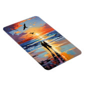 Sunset Stroll Expressionistische romantische stran Magneet (Rechterzijde)