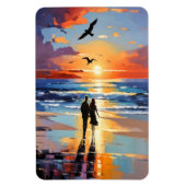 Sunset Stroll Expressionistische romantische stran Magneet (Verticaal)