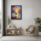 Sunset Stroll Expressionistische romantische stran Poster