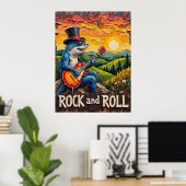 Sunset Strums: Shark's Rock Anthem Poster (Thuiskantoor)