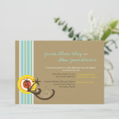 Sunset Summer Palms Tropical Beach Wedding Invite Kaart (Staand voorkant)