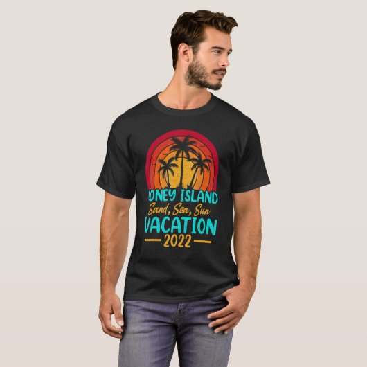 Sunset Summer Vacation 2022 New York Coney Island T-shirt (Voorkant volledig)