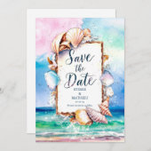 Sunset Sun Beach Bruiloft Save The Date (Voorkant / Achterkant)