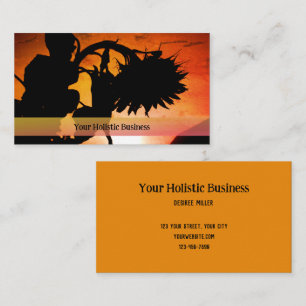 Sunset Sunflower Silhouette Oranje Black Holistic Visitekaartje