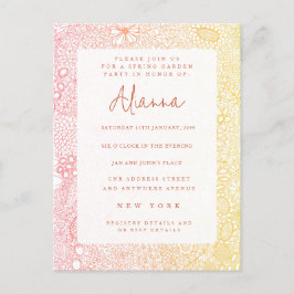 Sunset Sunrise Garden Scene Artiest Coral Peach Briefkaart