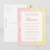 Sunset Sunrise Garden Scene Artiest Coral Peach Briefkaart (Voorkant / Achterkant)