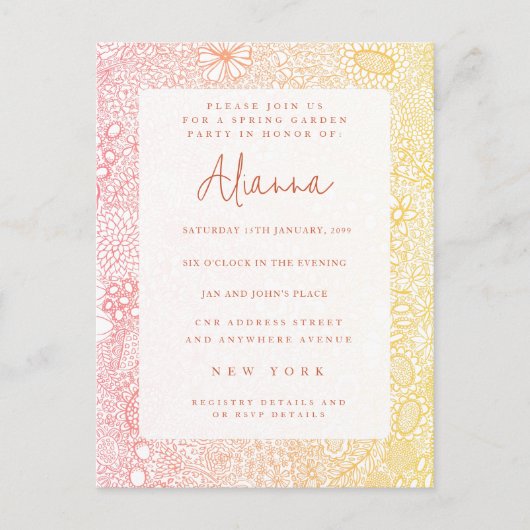 Sunset Sunrise Garden Scene Artiest Coral Peach Briefkaart (Voorkant)