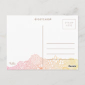 Sunset Sunrise Garden Scene Artiest Coral Peach Briefkaart (Achterkant)