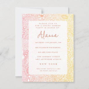 Sunset Sunrise Garden Scene Artiest Coral Peach Briefkaart