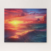 Sunset Sunrise Sundown Ocean Waves Natuur Zee Legpuzzel (Horizontaal)