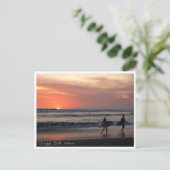 Sunset Surf Beach Bali Indonesia Postcard Feestdagenkaart (Staand voorkant)