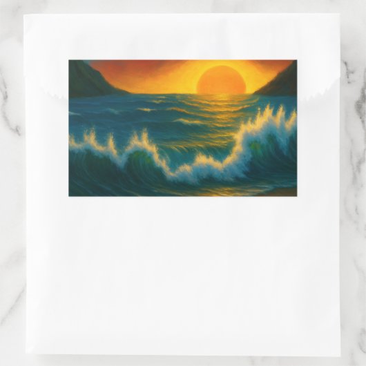 Sunset Surf – Bold Ocean Wave Art Sticker (Tas)