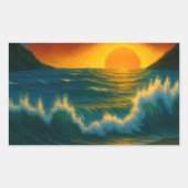 Sunset Surf – Bold Ocean Wave Art Sticker (Voorkant)
