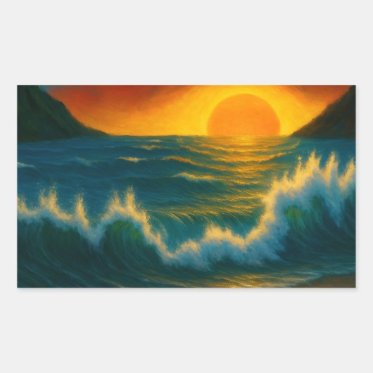 Sunset Surf – Bold Ocean Wave Art Sticker (Voorkant)