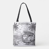 Sunset Surf Getaway Kleuren Tote Bag (Achterkant)