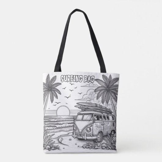 Sunset Surf Getaway Kleuren Tote Bag (Achterkant)
