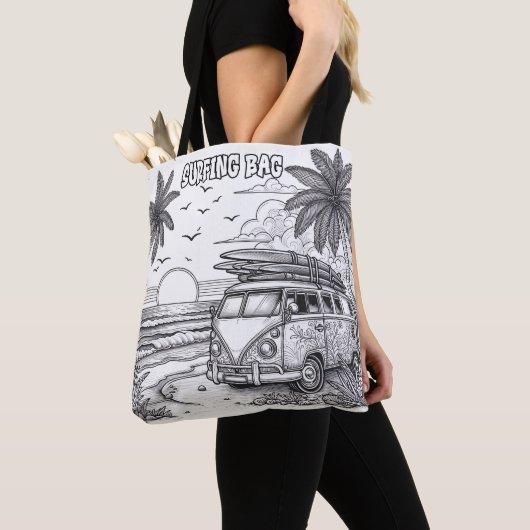 Sunset Surf Getaway Kleuren Tote Bag (Dichtbij)