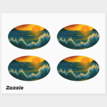 Sunset Surf – Krachtige Oceaangolf Kunststicker