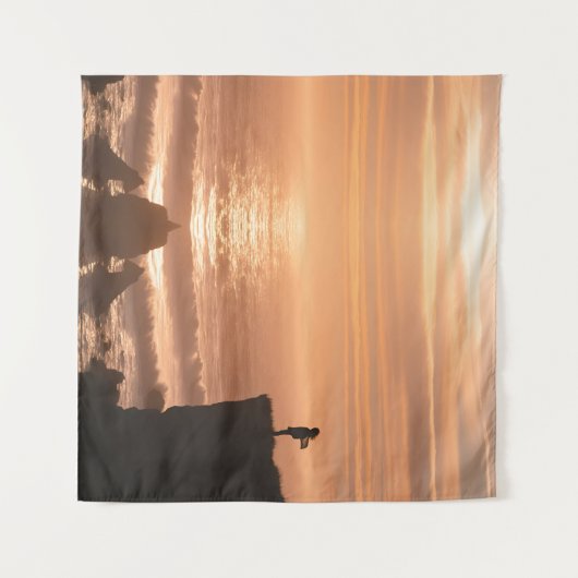 Sunset Surf Silhouette Wall Tapestry Wandkleed (Voorkant (horizontaal))