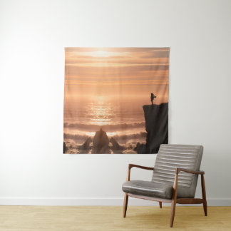 Sunset Surf Silhouette Wall Tapestry  Wandkleed