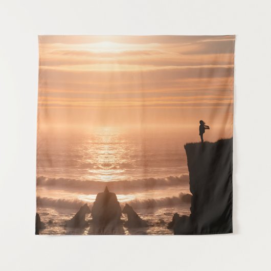  Sunset Surf Silhouette Wall Tapestry  Wandkleed (Voorkant)