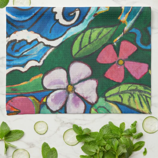 Sunset surf Tropische keukendoek Theedoek (Gevouwen)