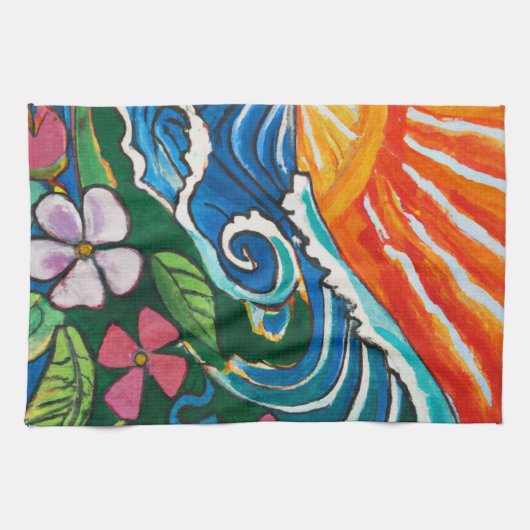 Sunset surf Tropische keukendoek Theedoek (Horizontaal)