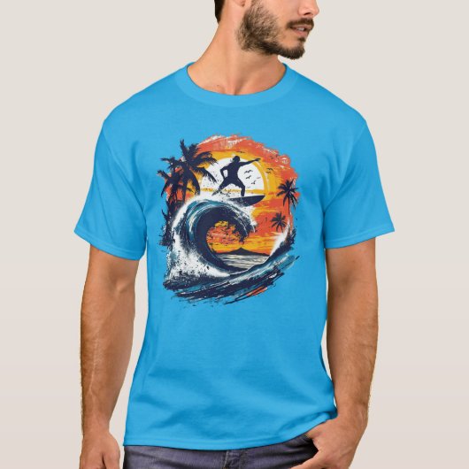 Sunset Surf Wave Graphic T-Shirt (Voorkant)