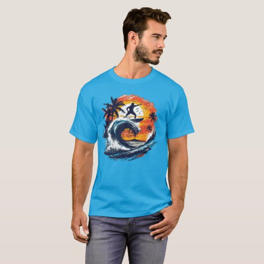 Sunset Surf Wave Graphic T-Shirt (Voorkant volledig)