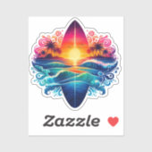 Sunset Surfboard Curls= Sticker (Vel)