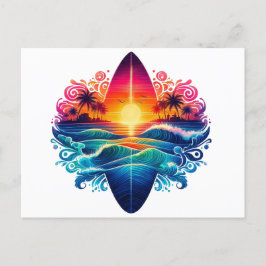 Sunset Surfboard krullen Briefkaart
