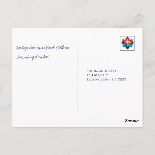 Sunset Surfboard krullen Briefkaart (Achterkant)