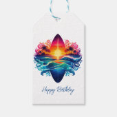 Sunset Surfboard krullen Cadeaulabel (Voorkant)