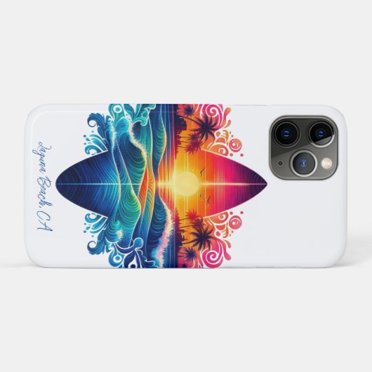 Sunset Surfboard krullen- Case-Mate iPhone Case (Achterkant (horizontaal))
