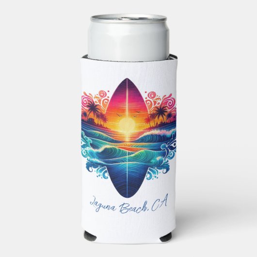 Sunset Surfboard krullen Seltzer Blikjeskoeler (Seltzer Voorkant)