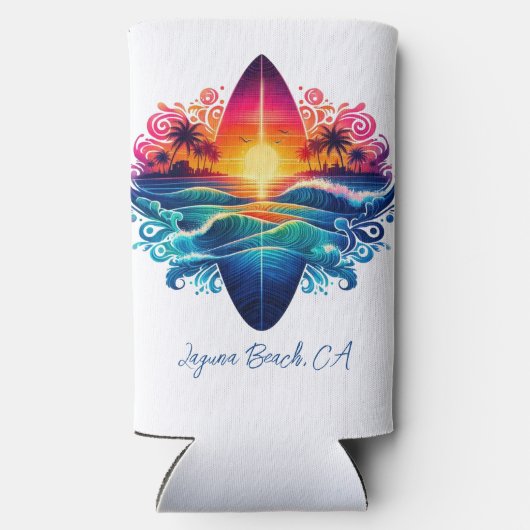 Sunset Surfboard krullen Seltzer Blikjeskoeler (Achterkant)