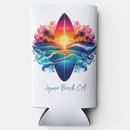 Sunset Surfboard krullen Seltzer Blikjeskoeler (Voorkant)