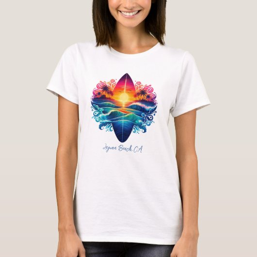 Sunset Surfboard krullen T-shirt (Voorkant)