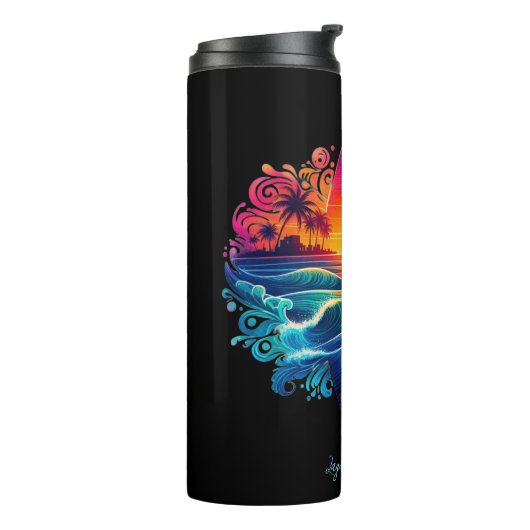Sunset Surfboard krullen Thermosbeker (Gedraaid links)