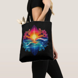 Sunset Surfboard krullen Tote Bag