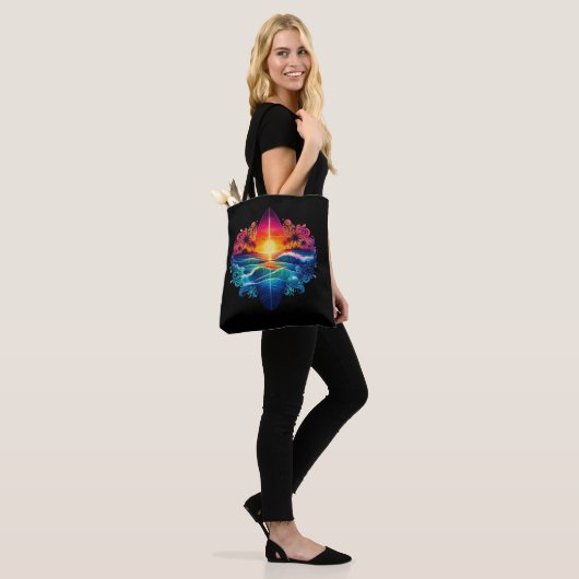 Sunset Surfboard krullen Tote Bag (Op model)