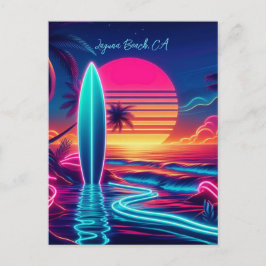 Sunset Surfboard Neon-verlichting Briefkaart