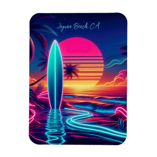 Sunset Surfboard Neon-verlichting Magneet (Verticaal)